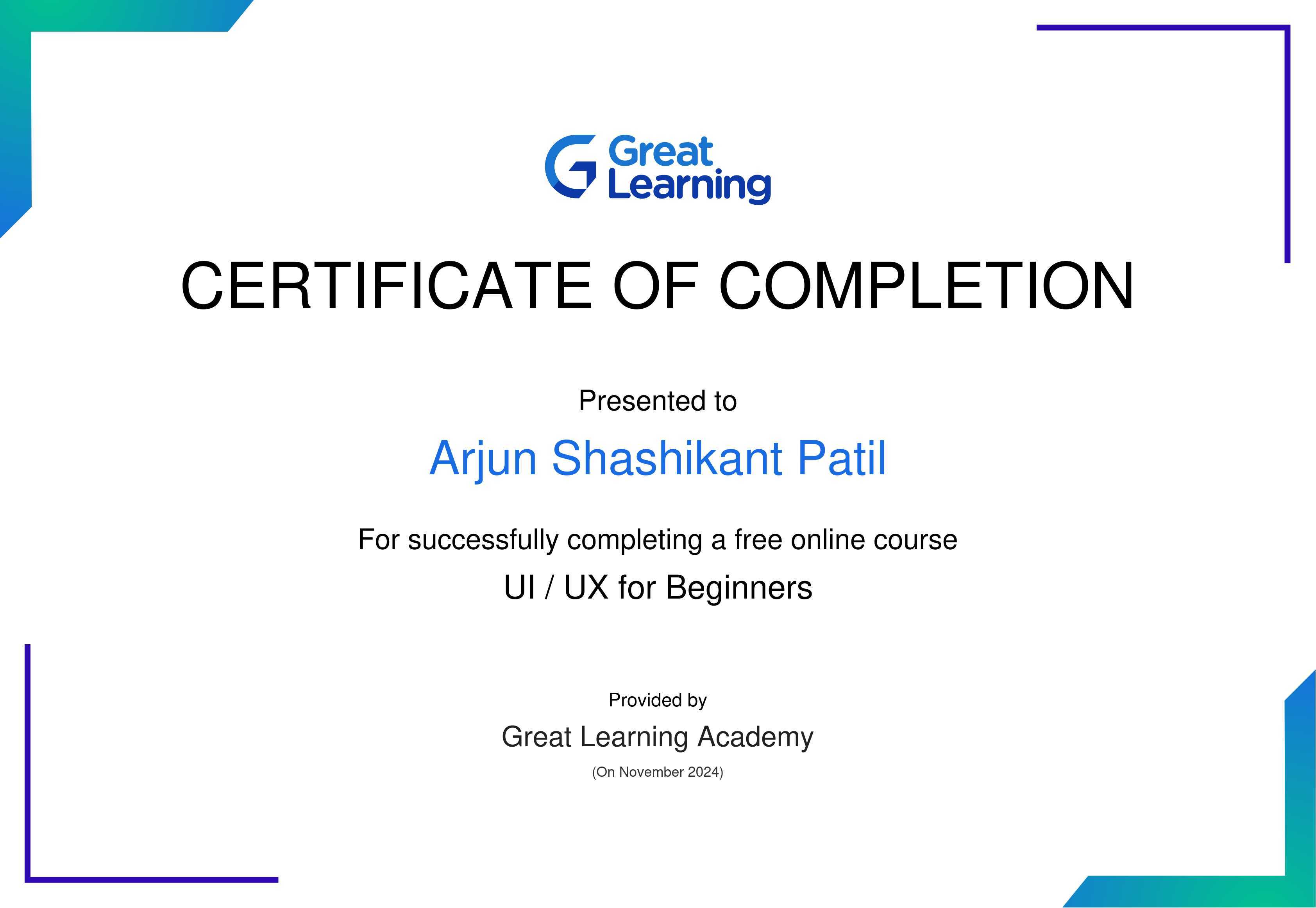 UI UX For Beginners Certificate